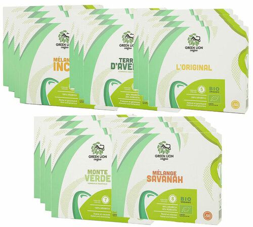 Pack D&eacute;couverte Bio 1000 capsules compatibles Nespresso* Pro &ndash; GREEN LION COFFEE