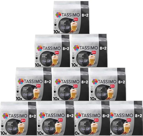 Tassimo Coffee Shop Chai Latte Pods 10 Packs (100 Drinks)