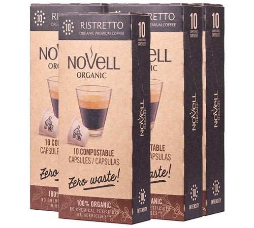 Novell Organic Coffee Pods Ristretto Compostable Capsules x 50
