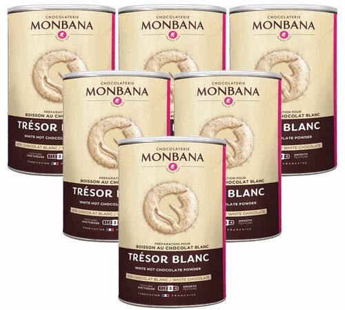 Lot 6 bo&icirc;tes Chocolat Blanc Poudre Tr&eacute;sor de Chocolat - Vrac 6 x 500 kg - MONBANA image number 0