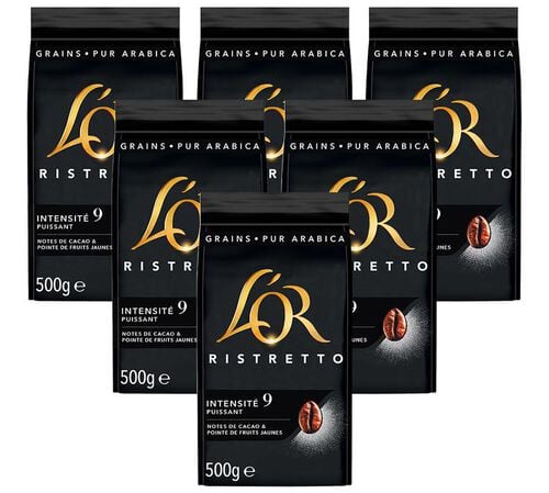6 x 500 g - Caf&eacute; en grain - Ristretto - L'OR
