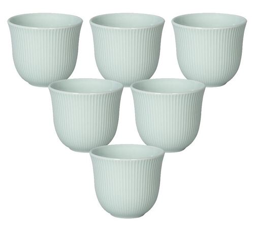 6 Tasses &agrave; caf&eacute; emboss&eacute;es 250 ml bleu c&eacute;ladon - LOVERAMICS