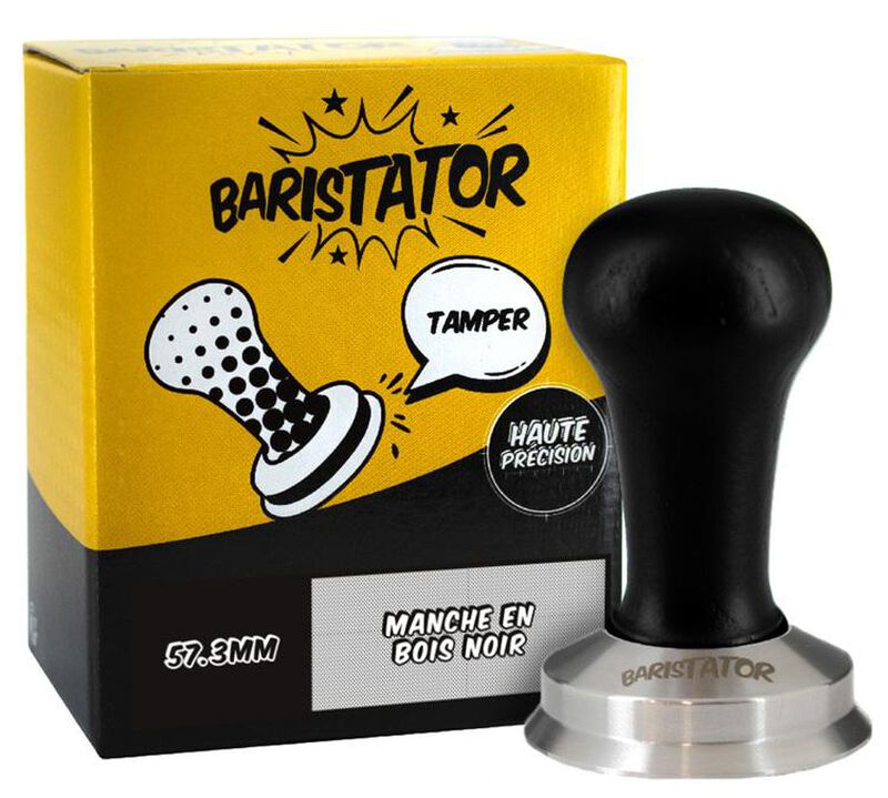 Tamper 57,3 mm hohe Pr&auml;zision schwarzes Holz - Baristator image number 0