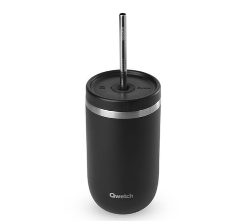 Gourde isotherme avec paille - Cold cup noir matt - 47 cl - QWETCH image number 1