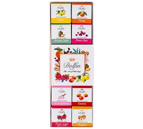 Assortiment de Carr&eacute;s Gourmands Panach&eacute; 12 saveurs - 24 napolitains - DOLFIN image number 0
