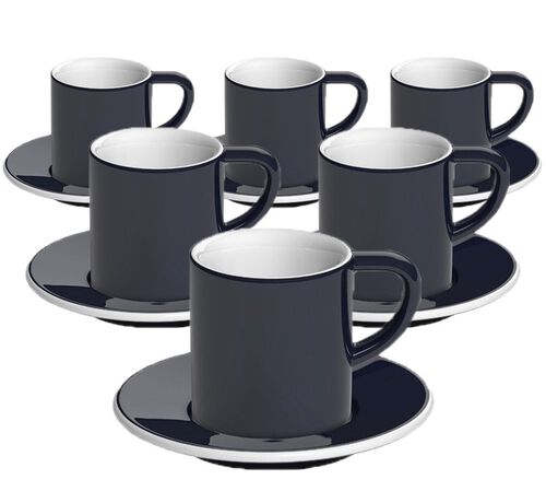 6 Tasses et sous-tasses Espresso Bond 8 cl Denim - Loveramics