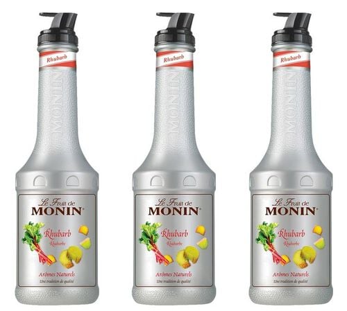 Lot de 3 Pur&eacute;es de Fruit de Monin - Rhubarbe - 3 x 1L