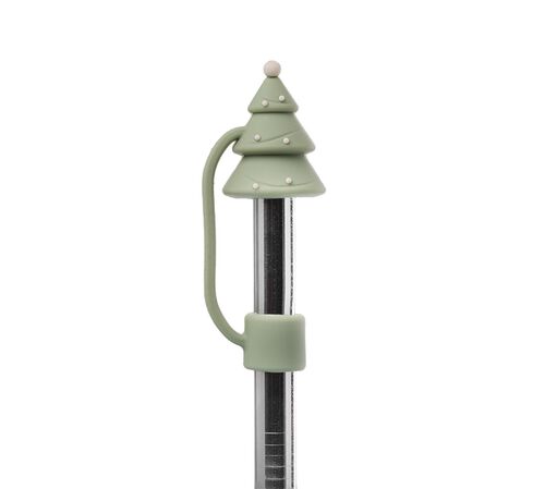 Light Green Christmas Tree Straw Tip - For travel cup by Qwetch image number 1