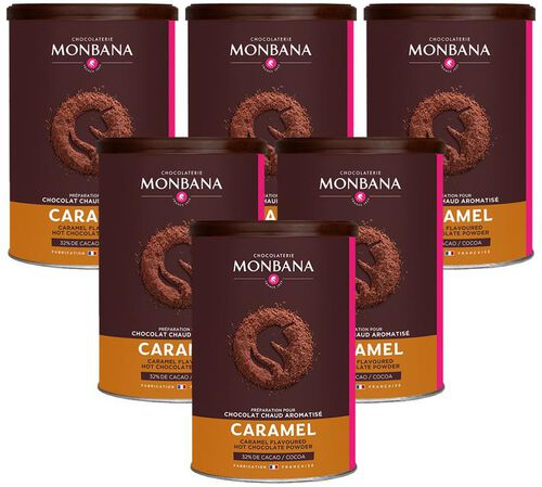 Lot 6 Chocolat Poudre Aromatis&eacute;s Caramel - Vrac 6 x 250 g - MONBANA
