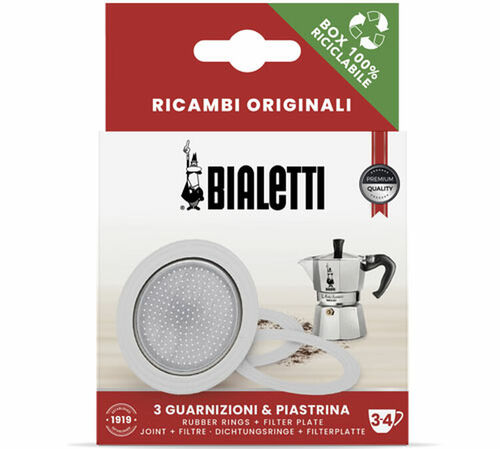 Set Bialetti 3 joints + 1 filtre pour cafeti&egrave;re ALU  3/4 tasses image number 0