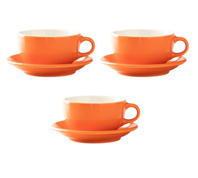 3 tasses et sous tasses Latte Bowl orange - ORIGAMI image number 0