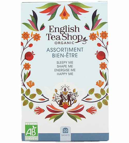 Assortiment de Th&eacute;s Bien-&Ecirc;tre Bio - 4 x 5 m&eacute;langes de sachets - ENGLISH TEA SHOP