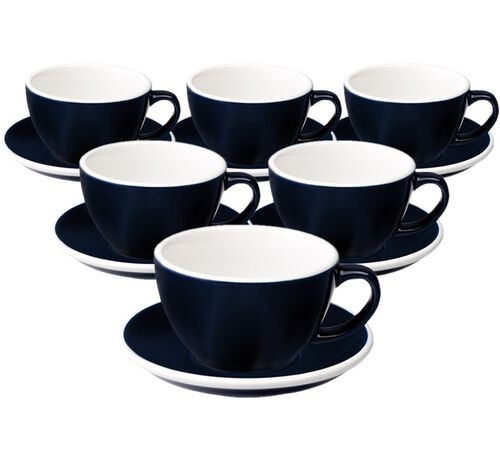 Tasses - LOVERAMICS - Caf&eacute; Latte et sous-tasses Egg Denim 30 cl x6
