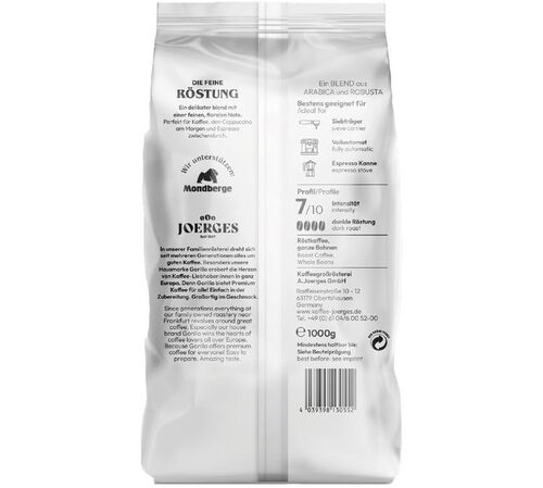 Gorilla Coffee Delicato Coffee Beans - 1kg image number 1