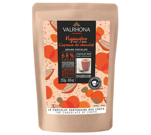 Pr&eacute;paration pour Chocolat Chaud Copeaux Chocolat Nyangbo 68% Cacao - Vrac 250 g - VALRHONA