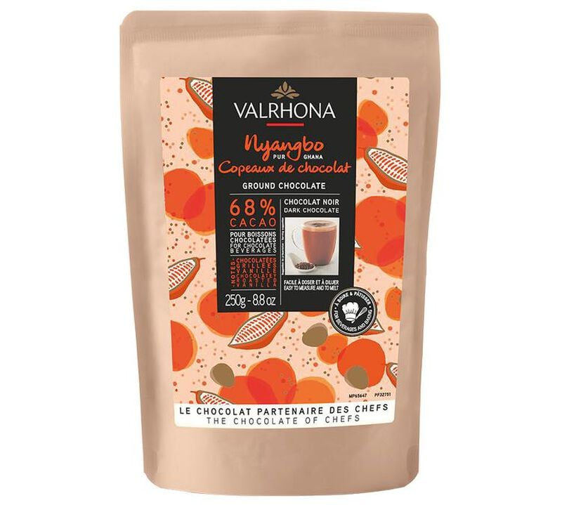 Pr&eacute;paration pour Chocolat Chaud Copeaux Chocolat Nyangbo 68% Cacao - Vrac 250 g - VALRHONA image number 0