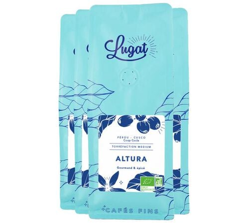 4 x 250 g - Caf&eacute; en grain - Altura Bio - LUGAT