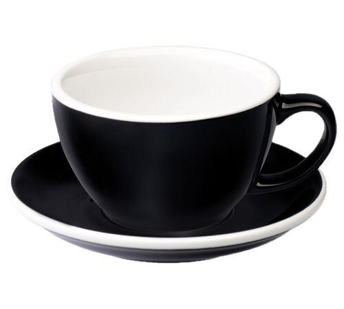 6 Tasses Caf&eacute; Latte et sous-tasses Egg 30cl Black - Loveramics image number 1