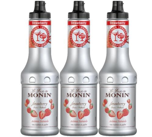 Lot de 3 Pur&eacute;es de Fruit de Monin - Fraise - 3 x 50 cl