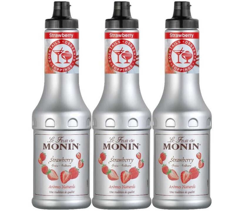 Lot de 3 Pur&eacute;es de Fruit de Monin - Fraise - 3 x 50 cl image number 0