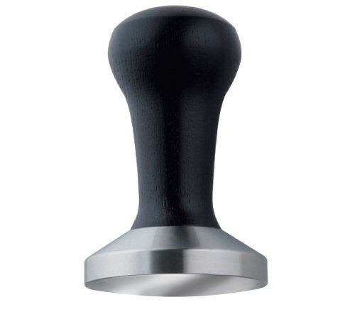 Motta Stainless Steel Tamper Black Wooden Handle - 58mm Flat Base