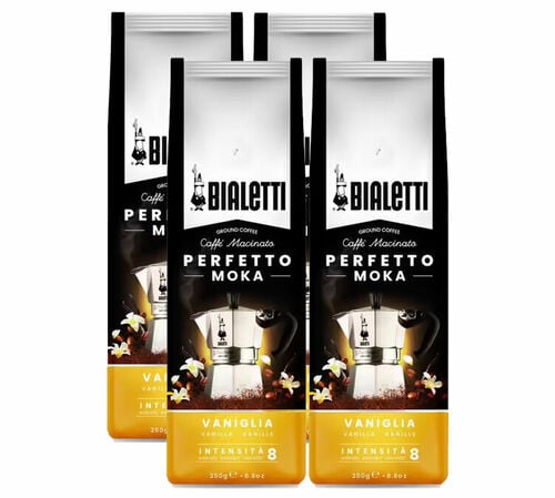 4 x 250 g - Caf&eacute; moulu - Perfetto Moka aromatis&eacute; vanille - BIALETTI