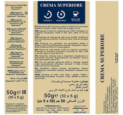 10 Nespresso* Original Compatible Capsules Crema Superior &ndash; CAFFE BORBONE image number 5