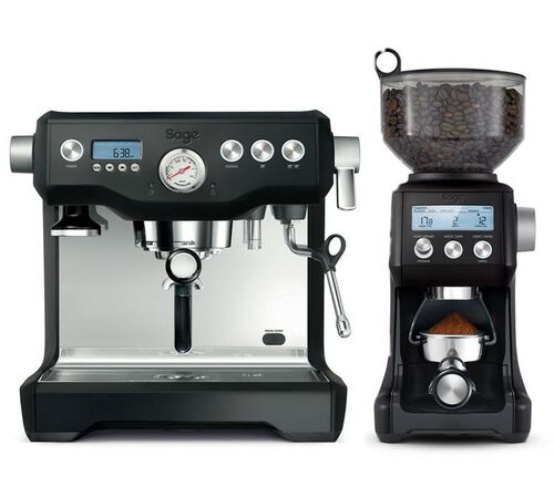 SAGE machine expresso The Dual Boiler Black Truffle + Moulin &agrave; caf&eacute; The Smart Grinder Pro Inox Noir
