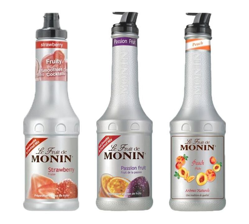 Monin Set Fruchtp&uuml;ree Erdbeer Passionsfrucht Pfirsich  -3 x 1 L image number 0