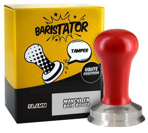 Pr&auml;zisions-Tamper 58,6 mm roter Holzgriff - Baristator