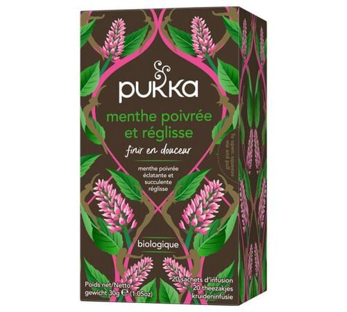 Infusion Menthe Poivr&eacute;e et R&eacute;glisse Bio - 20 sachets - PUKKA