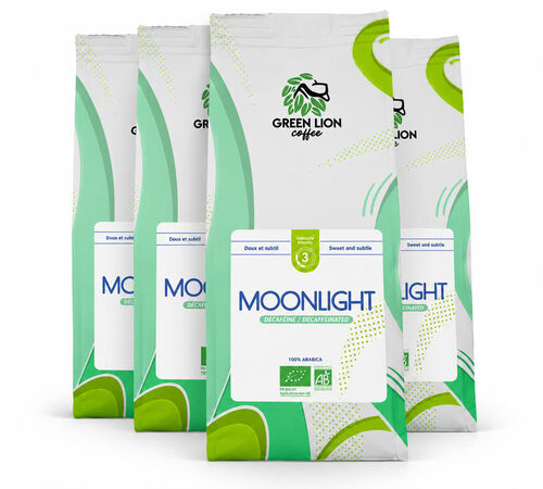 4 x 250 g - Caf&eacute; moulu - Moonlight D&eacute;caf&eacute;in&eacute; Bio - GREEN LION COFFEE