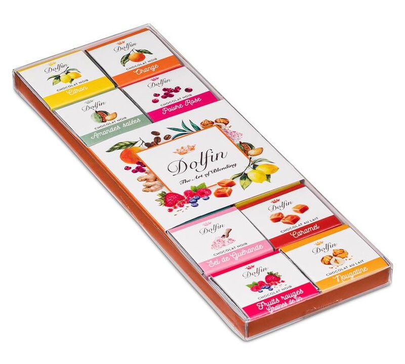 Assortiment de Carr&eacute;s Gourmands Panach&eacute; 12 saveurs - 24 napolitains - DOLFIN image number 1