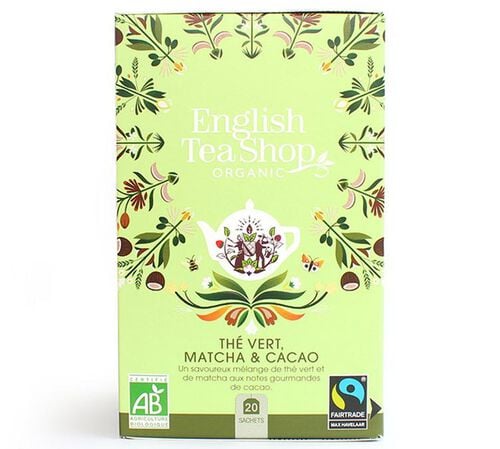 Th&eacute; Vert Matcha Cacao Bio & Equitable - 20 sachets - FAIRTRADE - ENGLISH TEA SHOP