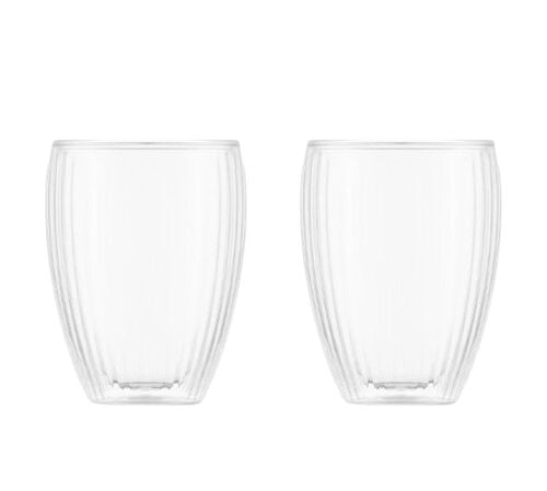 Set 2 verres BODUM - PAVINA double paroi, stri&eacute;s, 32 cl, transparent
