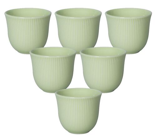 6 Tasses &agrave; caf&eacute; emboss&eacute; 250 ml vert - LOVERAMICS
