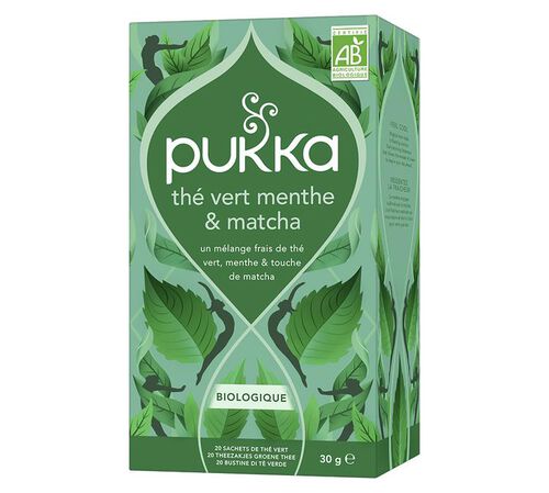 Th&eacute; vert bio menthe & matcha - 20 sachets - PUKKA