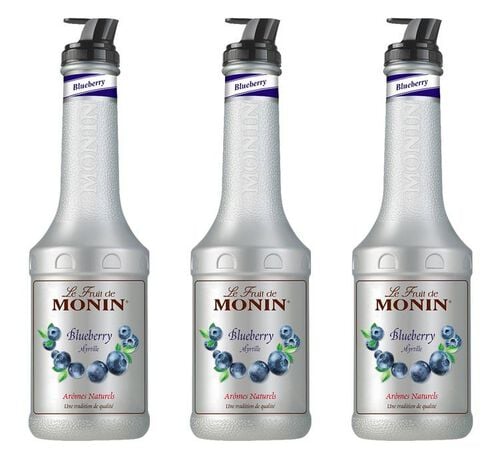 Lot de 3 Pur&eacute;es de Fruit de Monin - Myrtille - 3 x 1L