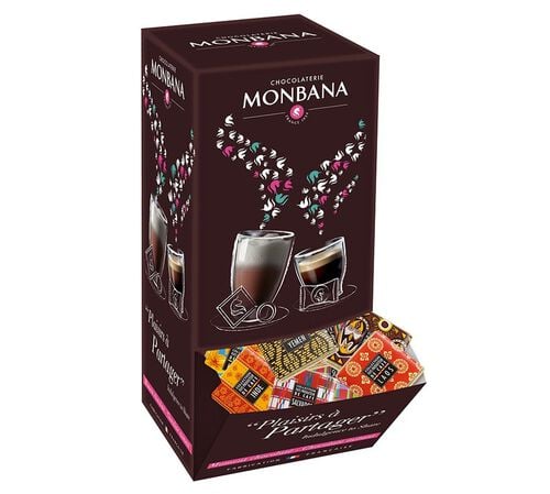 Boite distributrice de 200 carr&eacute;s de chocolat Noir -&nbsp;Pays de Producteurs de Caf&eacute; - Monbana