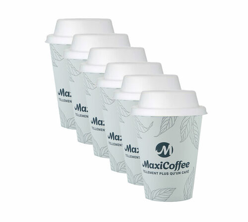 Lot de 1000 Gobelets MaxiCoffee 25 cl + Couvercles compostables