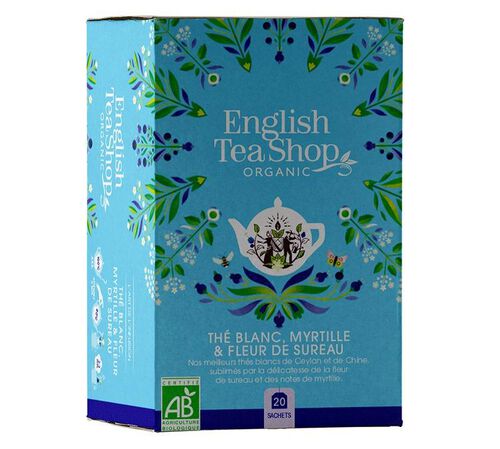 Wei&szlig;er Tee Holunderbl&uuml;ten und Heidelbeeren Bio - 20 Teebeutel - English Tea Shop
