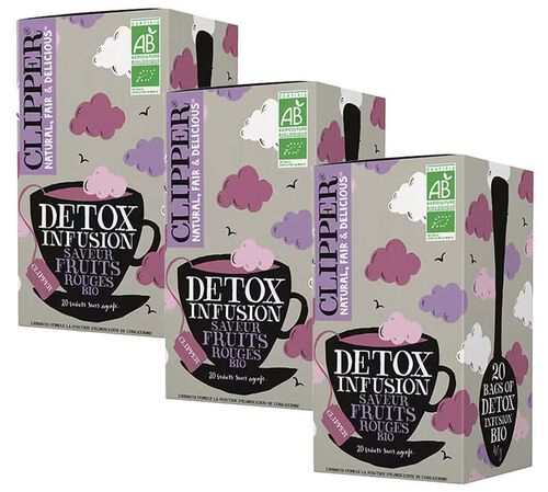 Pack Infusion Detox Fruits Rouges Bio - 3 x 20 sachets - CLIPPER