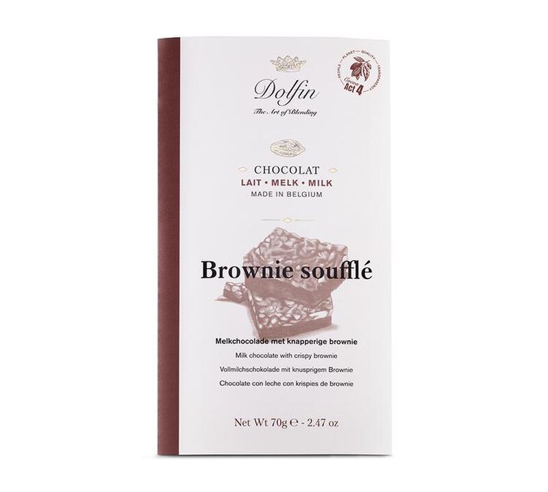 Tablette Chocolat au lait 37% brownie souffl&eacute; - 70 g - DOLFIN image number 0
