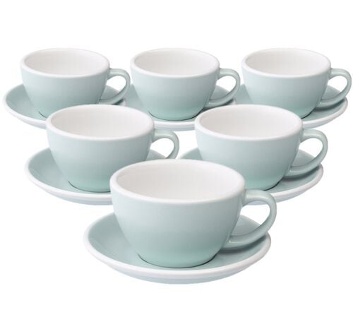 6 Tasses Caf&eacute; Latte et sous-tasses Egg 30cl River Blue - Loveramics