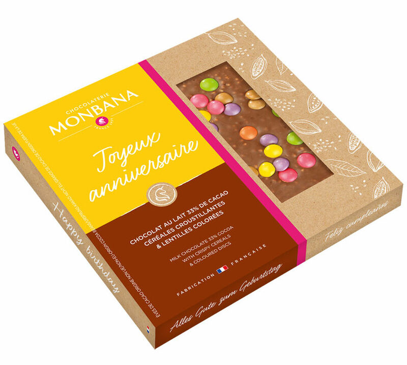 Tablette Chocolat au Lait 33% &Eacute;clats de Cr&ecirc;pes Croustillantes & C&eacute;r&eacute;ales - 85 g - MONBANA image number 0