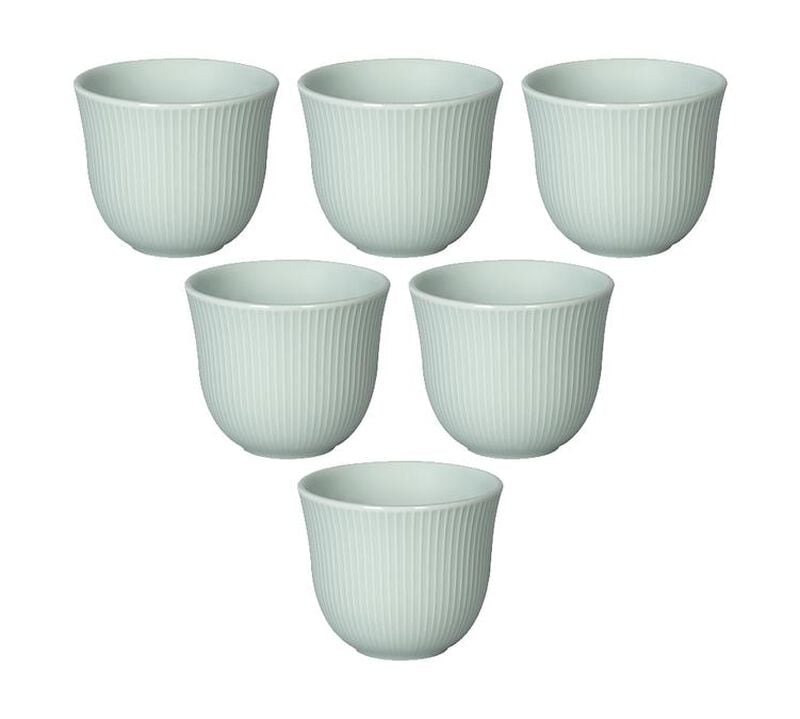6 Tasses &agrave; caf&eacute; emboss&eacute; 150 ml bleu c&eacute;ladon - LOVERAMICS image number 0