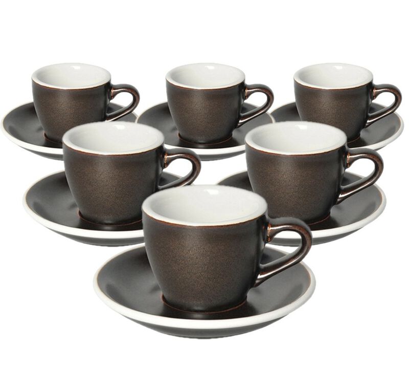 6 Tasses Espresso et sous-tasses Egg 8cl Gunpowder - Loveramics image number 0