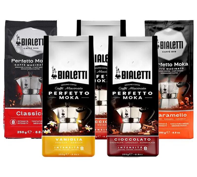 Bialetti - Perfetto Moka Probierset aromatisierter Kaffee gemahlen 5 x 250 g image number 0