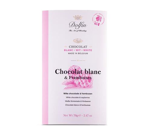 Tablette Chocolat blanc Framboises - 70 g - DOLFIN