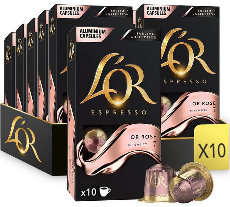 100 Nespresso* Original Compatible Capsules Or Rose &ndash; L'OR ESPRESSO image number 0